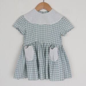 Vintage 1940s Gingham Cotton Girl's Toddler Dress Size 3